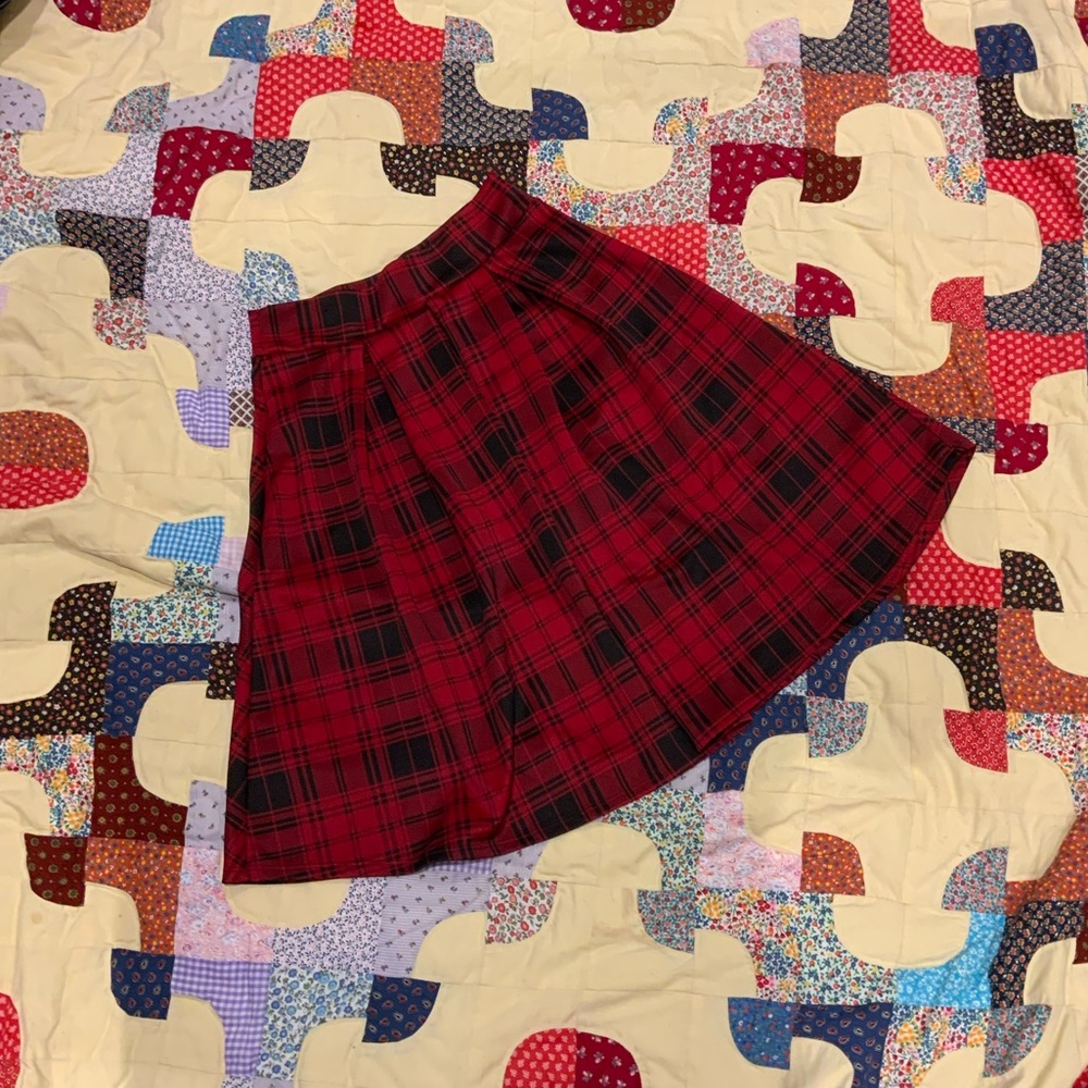 Sirens red plaid skater skirt